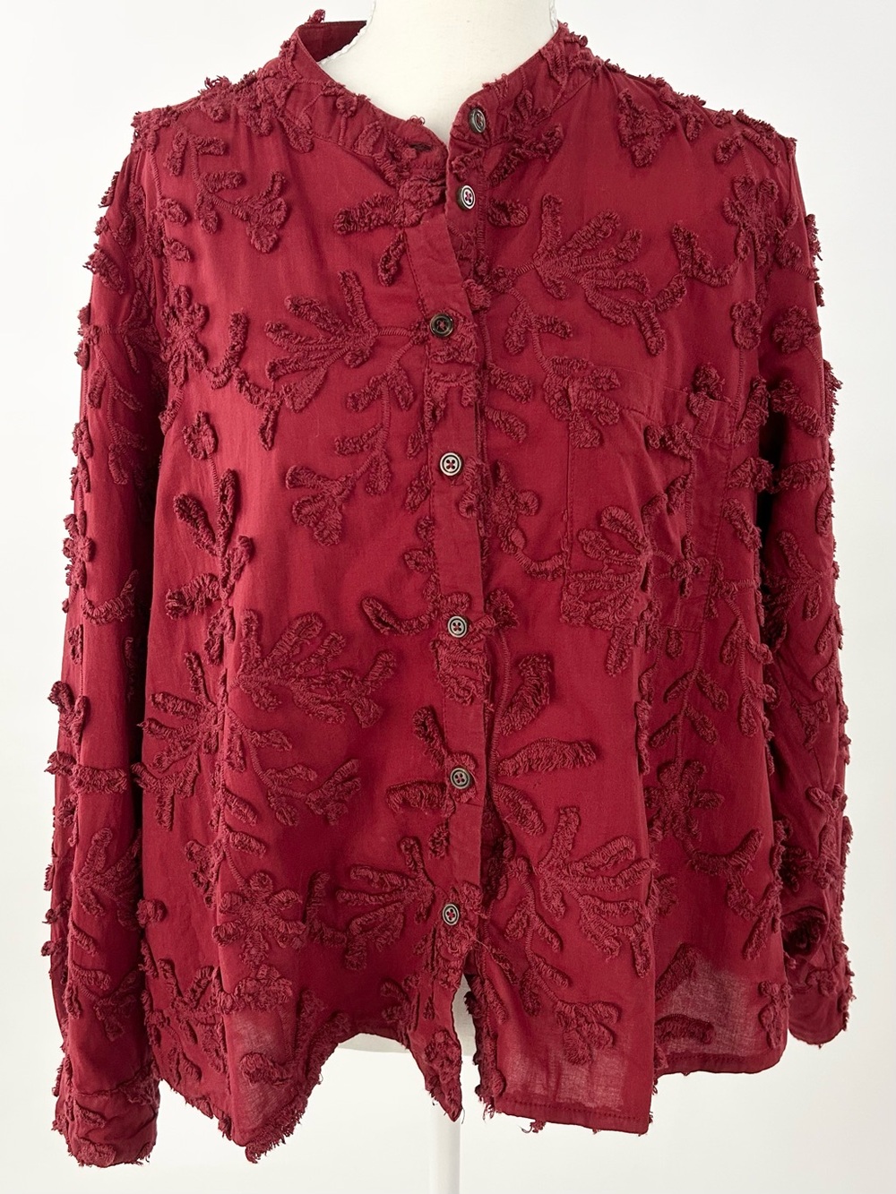 Anthropologie Pilcro Whitney Embroidered Trapeze Button Down Shirt Medium